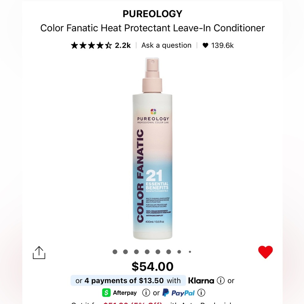 Pureology 13.5 fl oz Color Fanatic Multi-Tasking Leave In Spray *BIG BOTTLE* - Picture 12 of 12